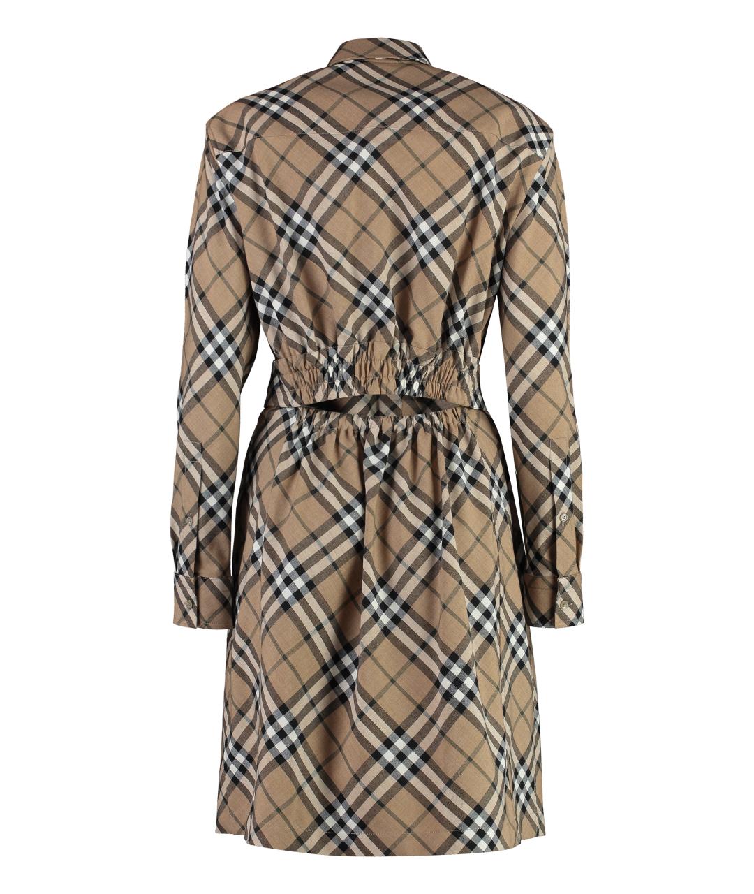 BURBERRY Бежевое полиэстеровое платье, фото 2