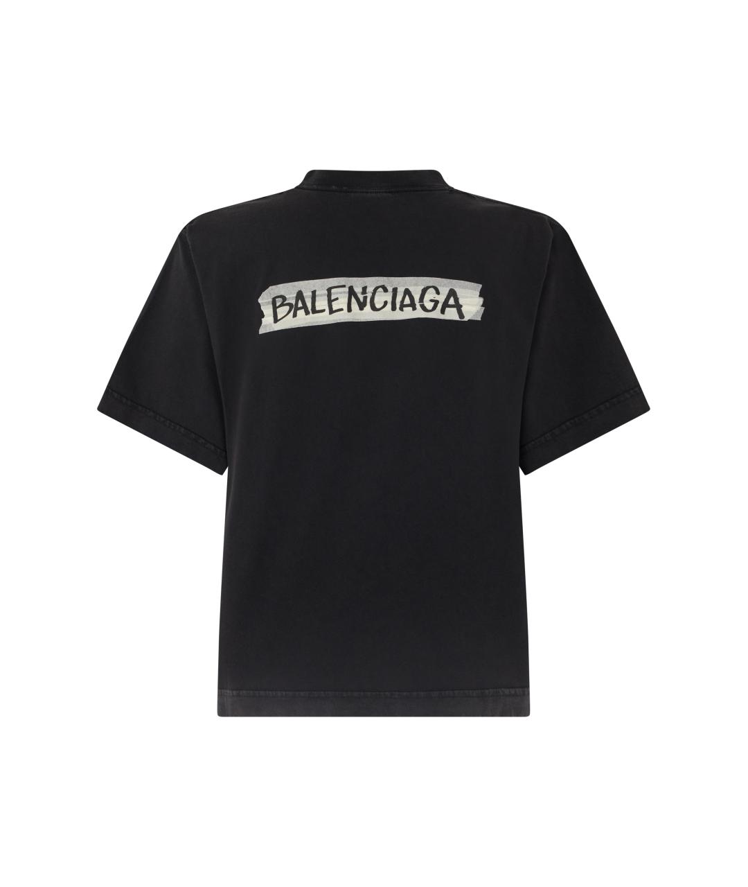 BALENCIAGA Черная хлопковая футболка, фото 2