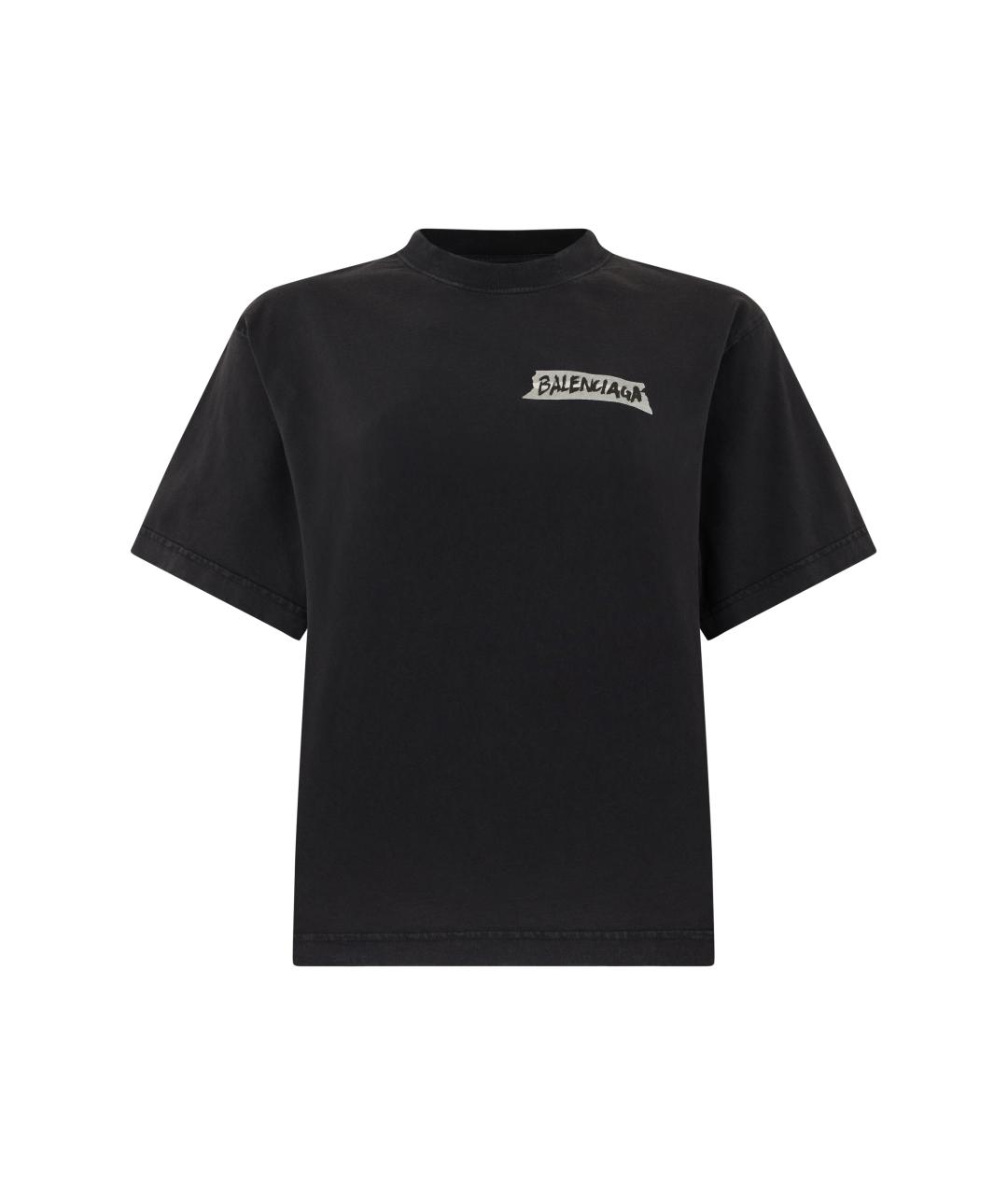 BALENCIAGA Черная хлопковая футболка, фото 1