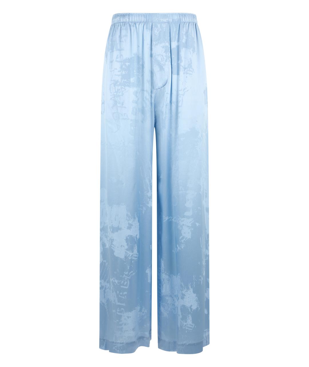 BALENCIAGA Голубые шелковые брюки широкие, фото 1