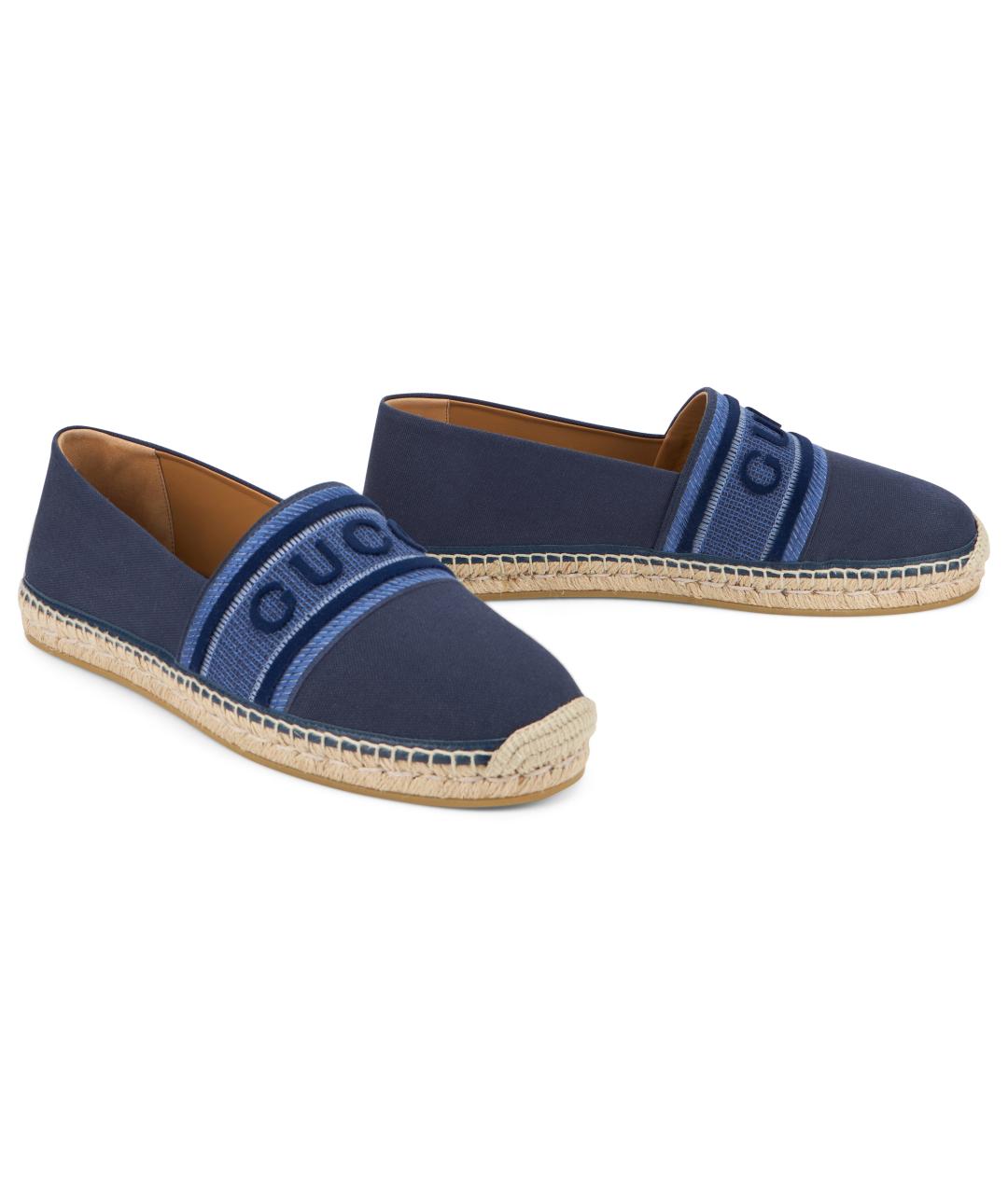 GUCCI Синие текстильные слипоны, фото 3