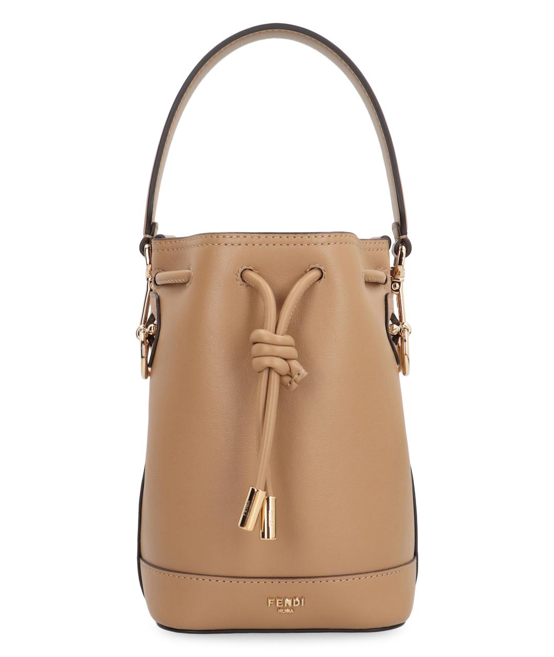 FENDI Бежевая кожаная сумка через плечо, фото 1