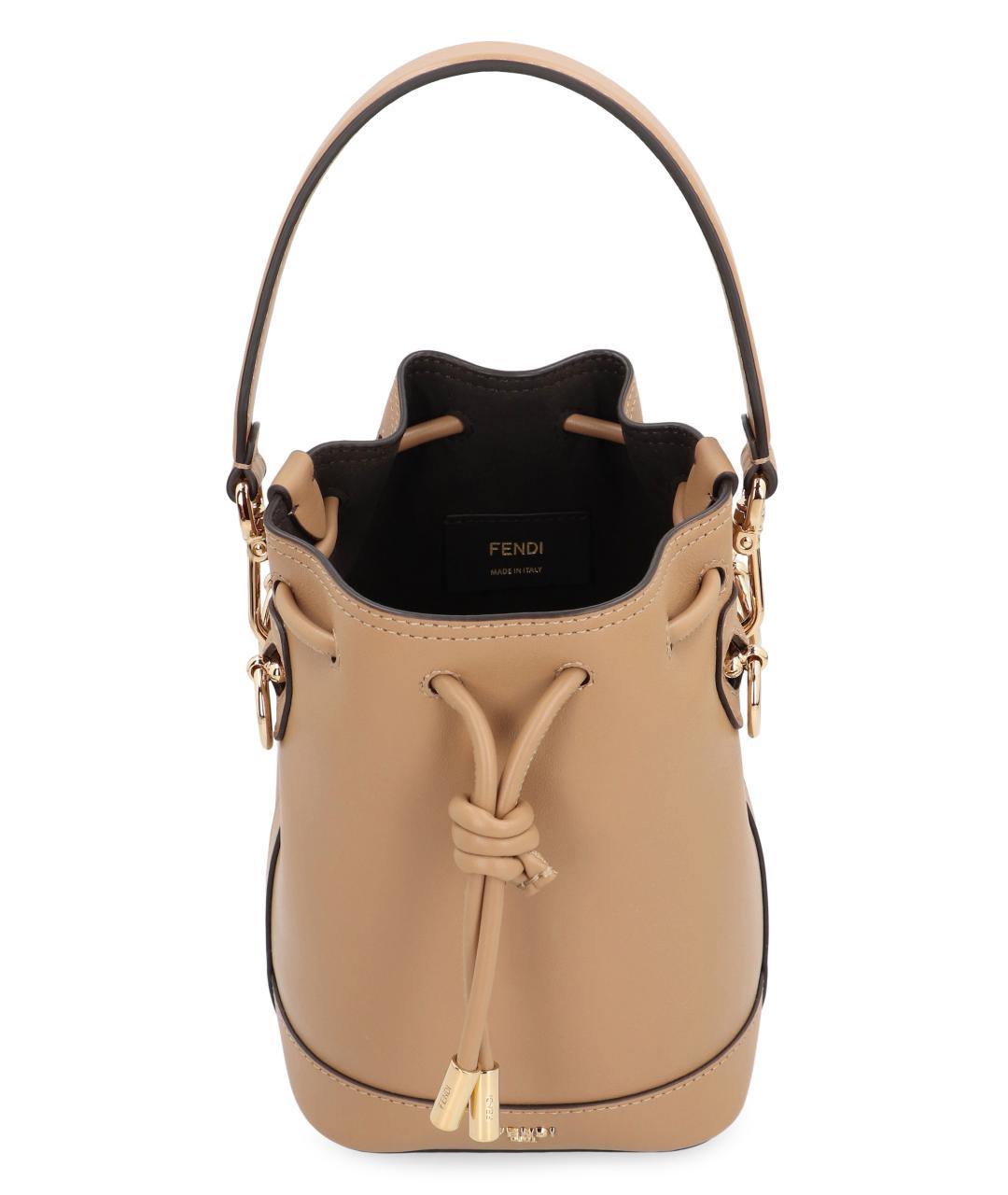 FENDI Бежевая кожаная сумка через плечо, фото 6