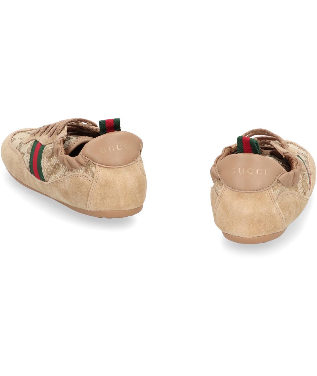 GUCCI Бежевые кожаные кроссовки, фото 4