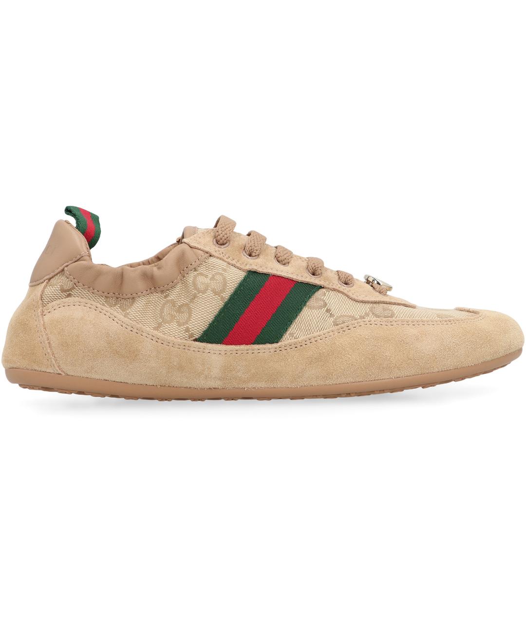 GUCCI Бежевые кожаные кроссовки, фото 2