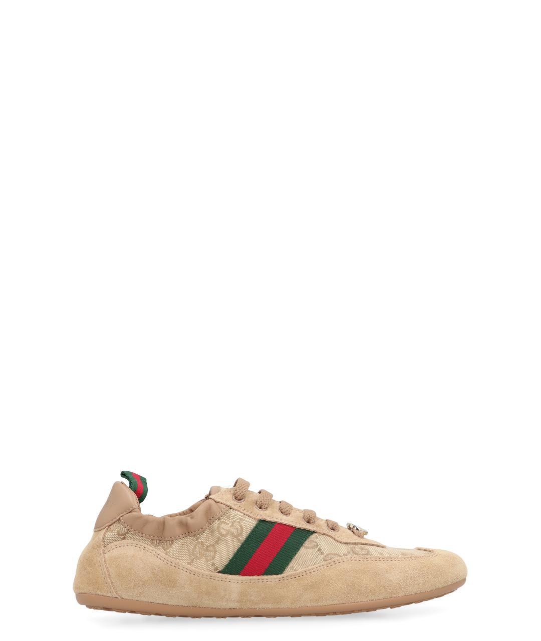 GUCCI Бежевые кожаные кроссовки, фото 1