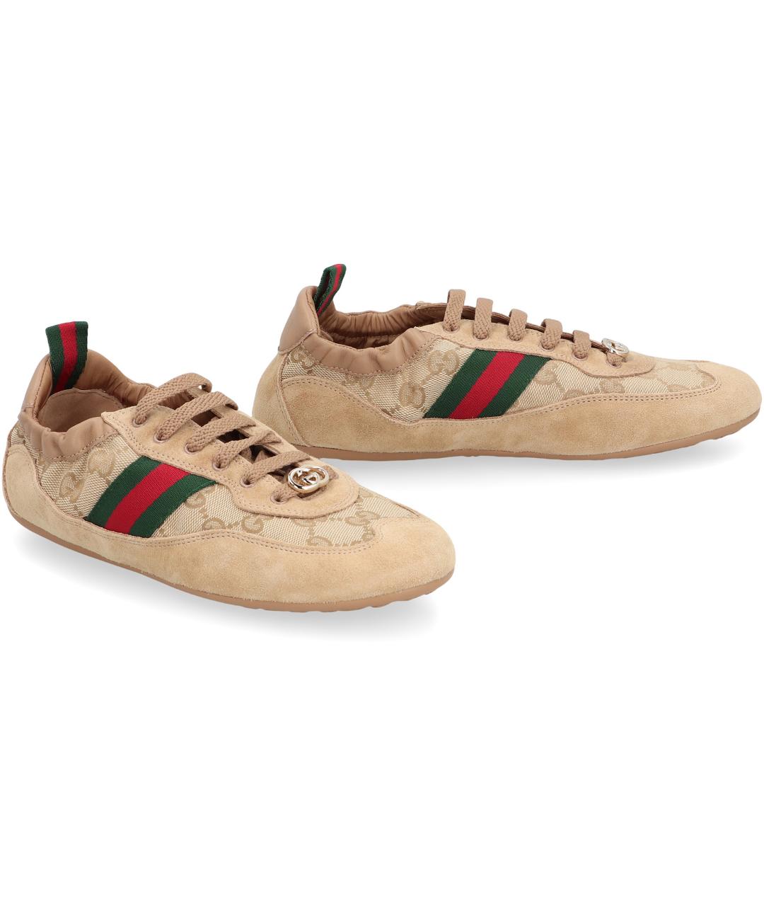 GUCCI Бежевые кожаные кроссовки, фото 3
