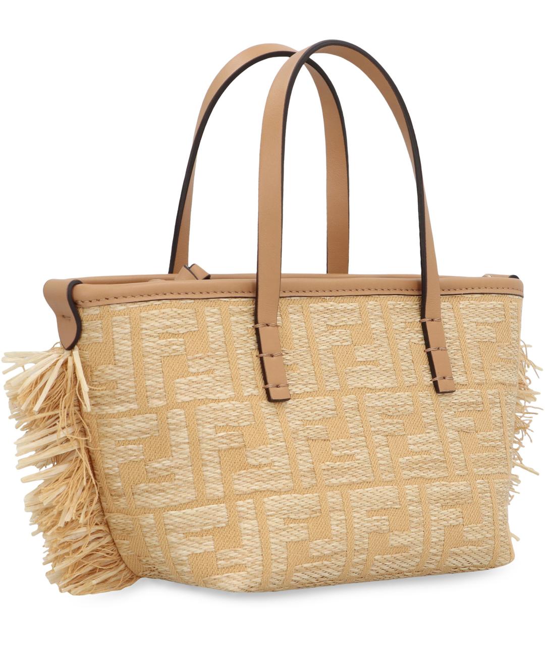 FENDI Бежевая хлопковая сумка тоут, фото 3