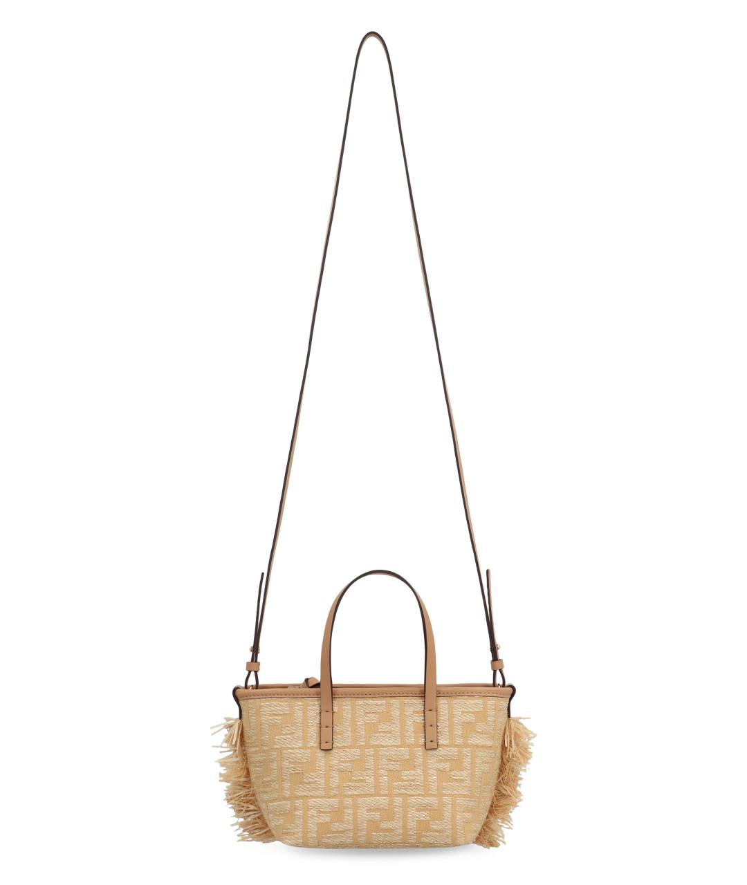 FENDI Бежевая хлопковая сумка тоут, фото 5