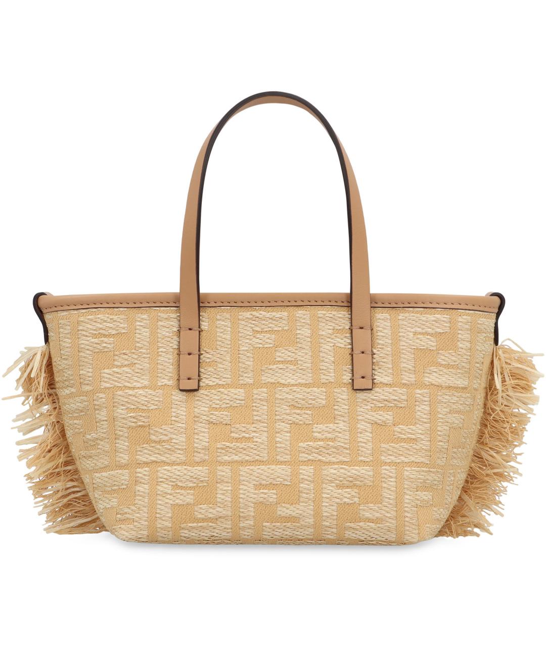 FENDI Бежевая хлопковая сумка тоут, фото 2