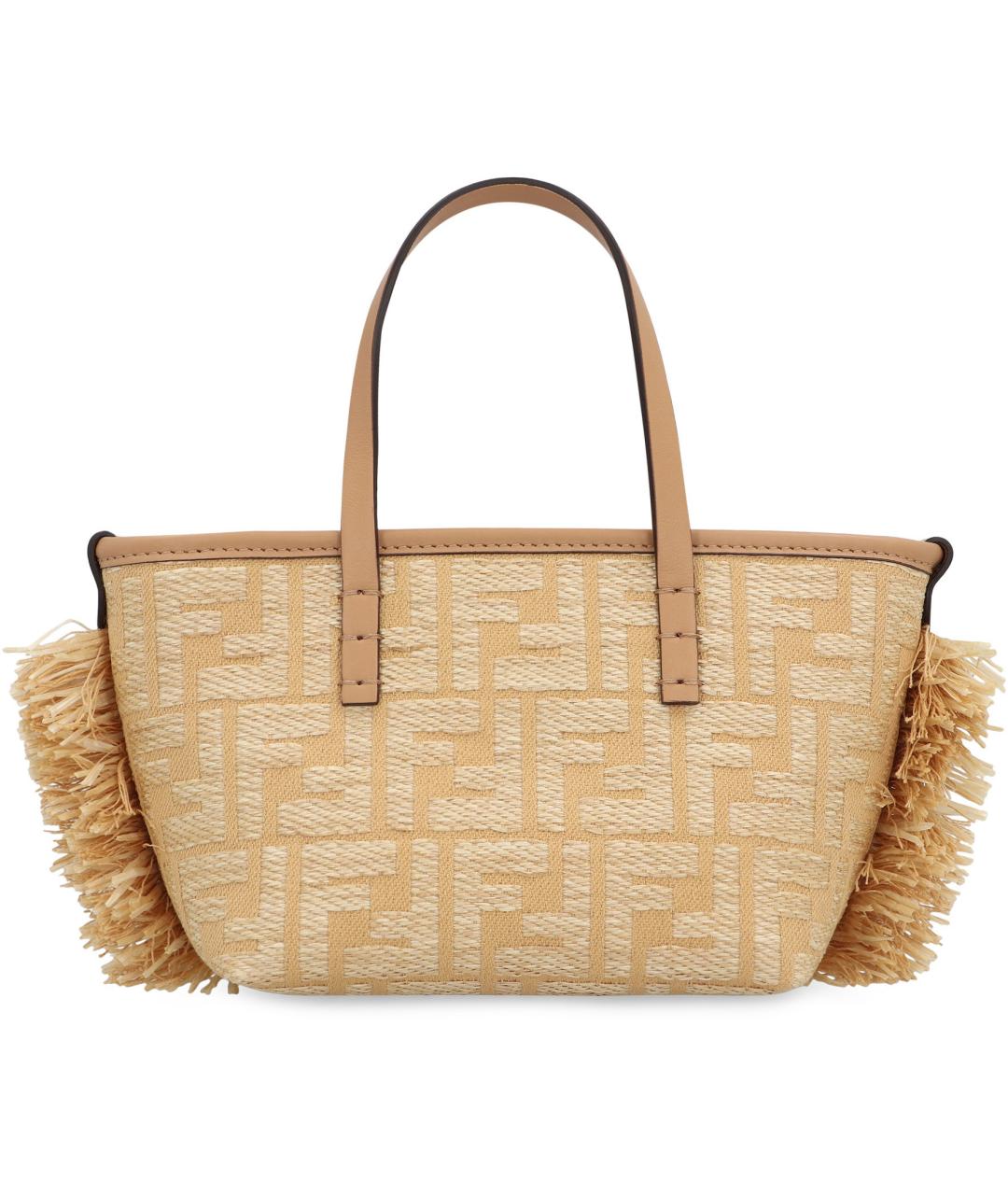 FENDI Бежевая хлопковая сумка тоут, фото 4