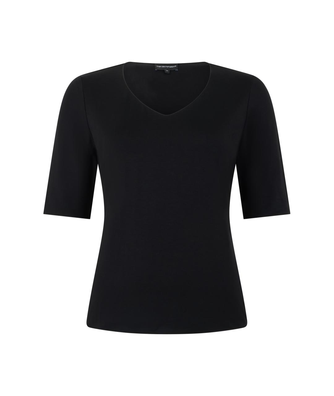 EMPORIO ARMANI Черная вискозная футболка, фото 1