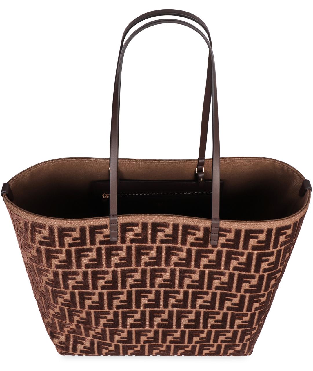 FENDI Коричневая синтетическая сумка тоут, фото 5