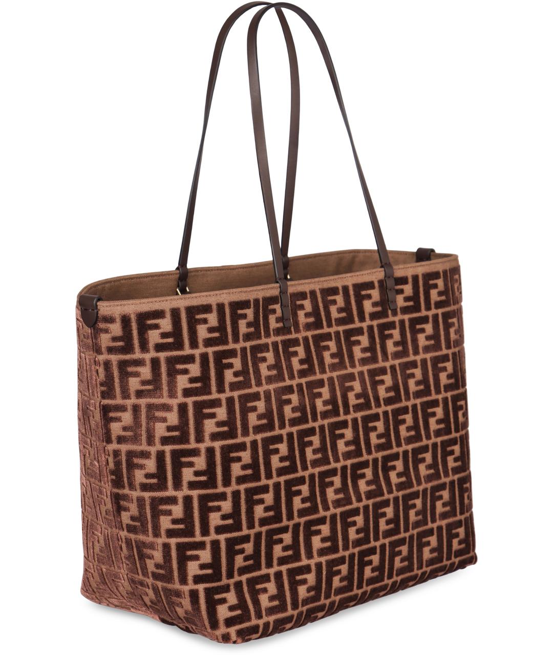 FENDI Коричневая синтетическая сумка тоут, фото 3