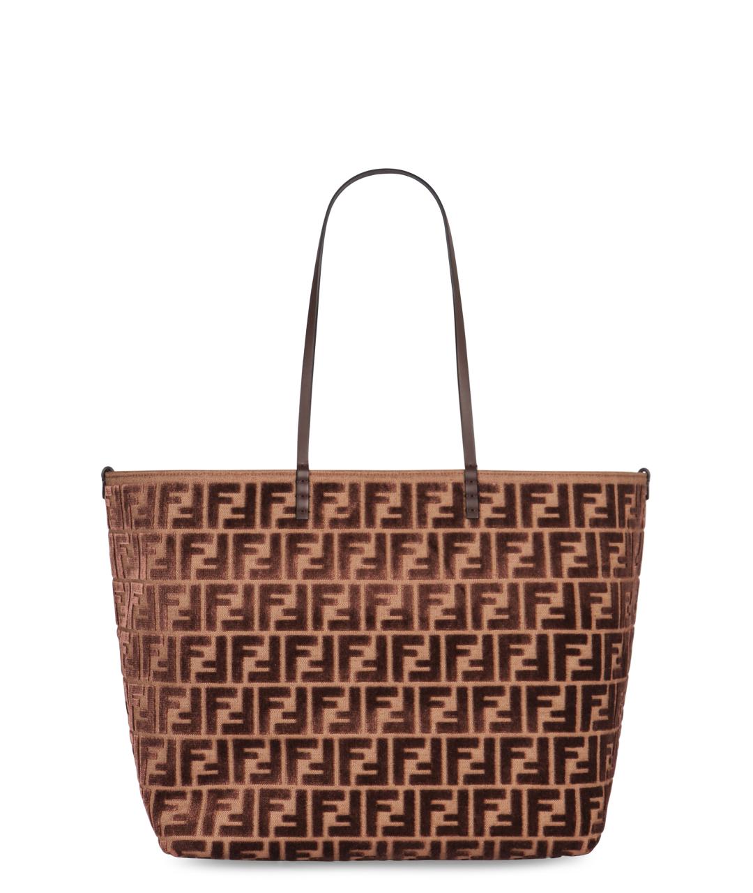 FENDI Коричневая синтетическая сумка тоут, фото 1