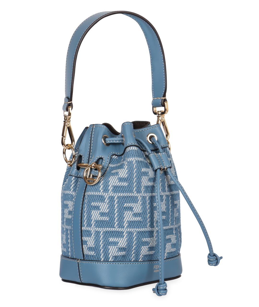 FENDI Голубая хлопковая сумка через плечо, фото 3