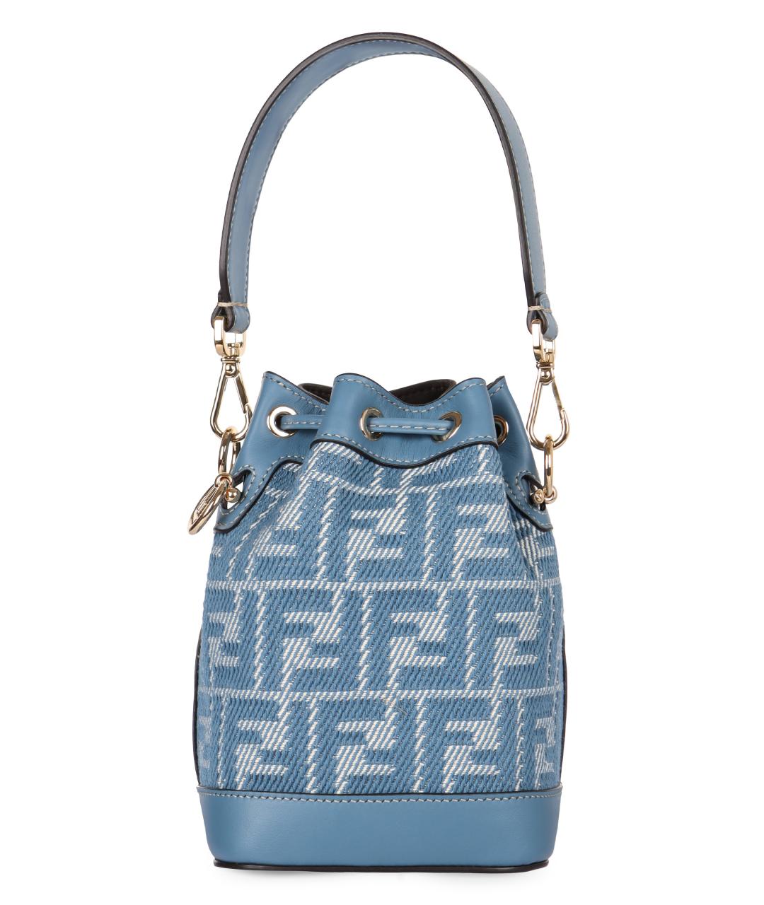 FENDI Голубая хлопковая сумка через плечо, фото 4