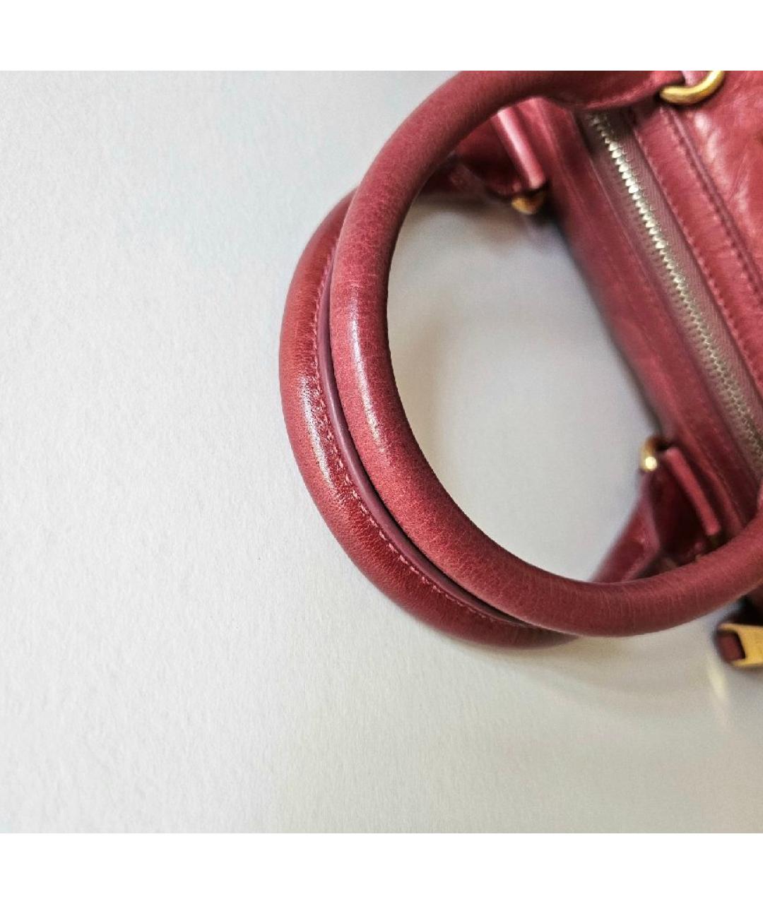 MIU MIU Коралловая кожаная сумка с короткими ручками, фото 7