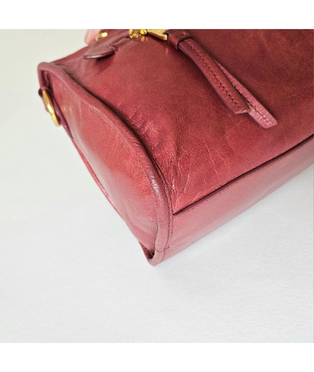 MIU MIU Коралловая кожаная сумка с короткими ручками, фото 6