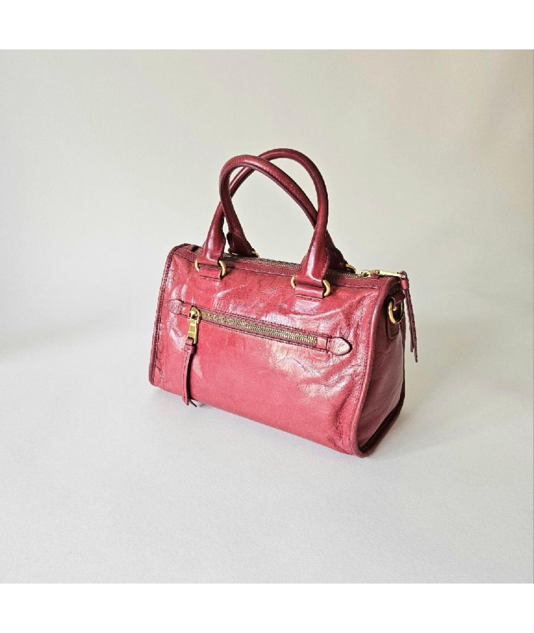 MIU MIU Коралловая кожаная сумка с короткими ручками, фото 4
