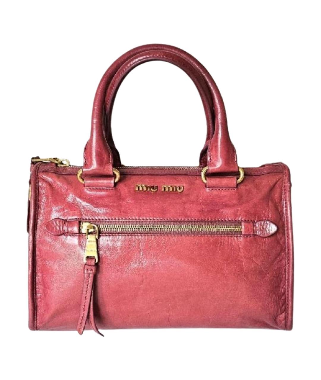 MIU MIU Коралловая кожаная сумка с короткими ручками, фото 1