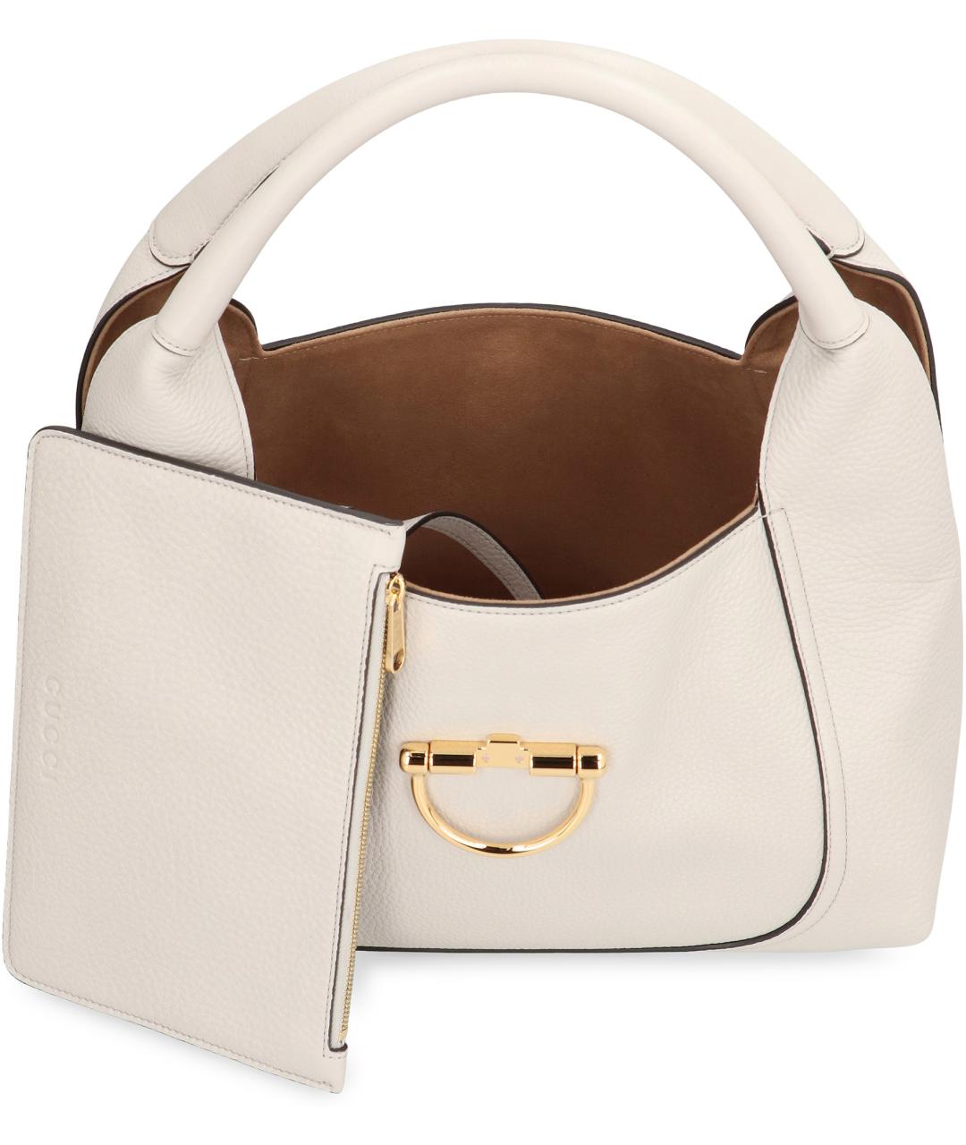 GUCCI Белая кожаная сумка тоут, фото 5
