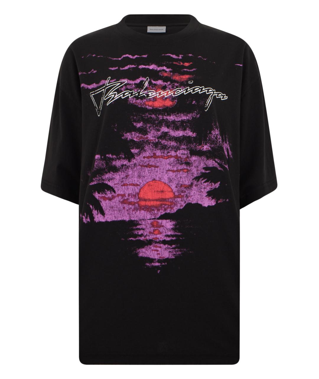 BALENCIAGA Черная хлопковая футболка, фото 1