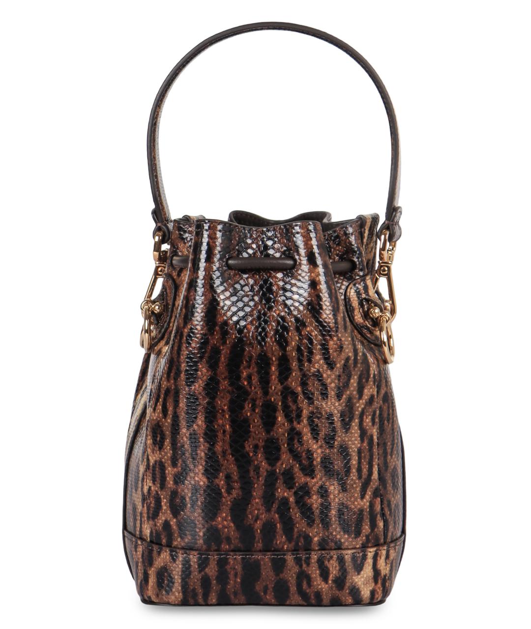 FENDI Коричневая кожаная сумка через плечо, фото 4