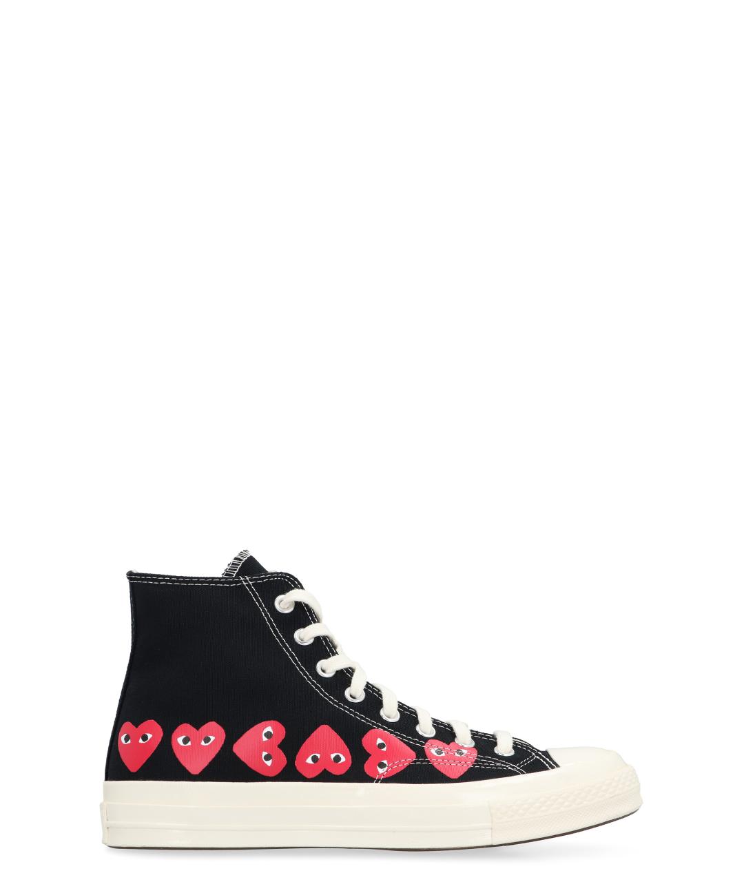 COMME DES GARÇONS PLAY Черные текстильные высокие кроссовки / кеды, фото 1