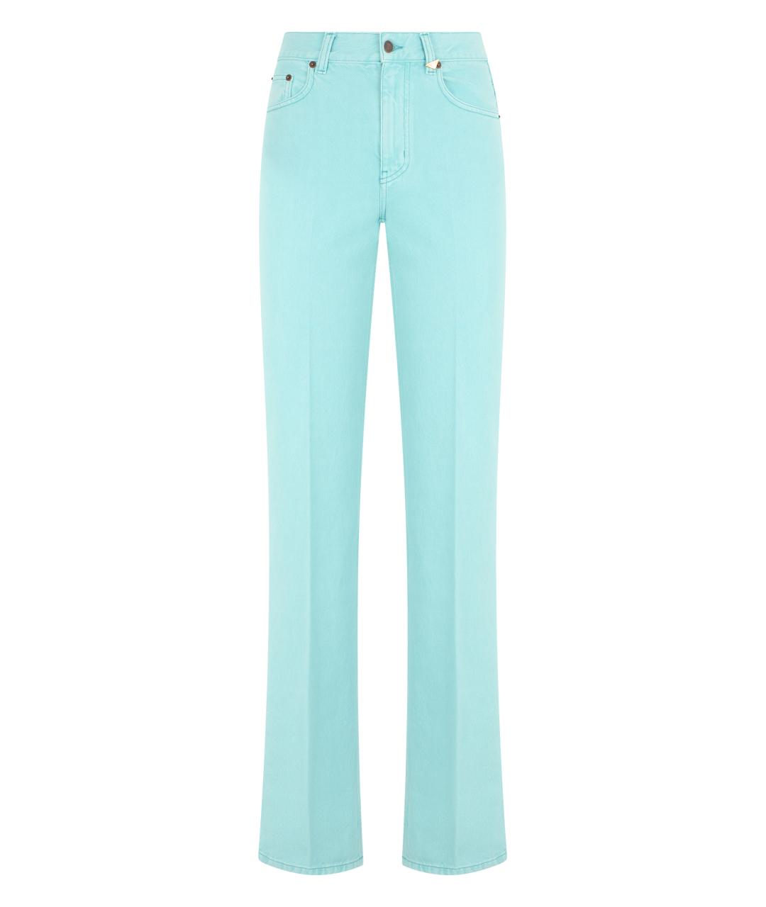 CHLOE Бирюзовые хлопковые прямые джинсы, фото 1
