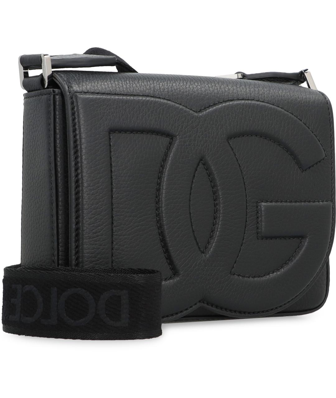 DOLCE&GABBANA Черная кожаная сумка на плечо, фото 2