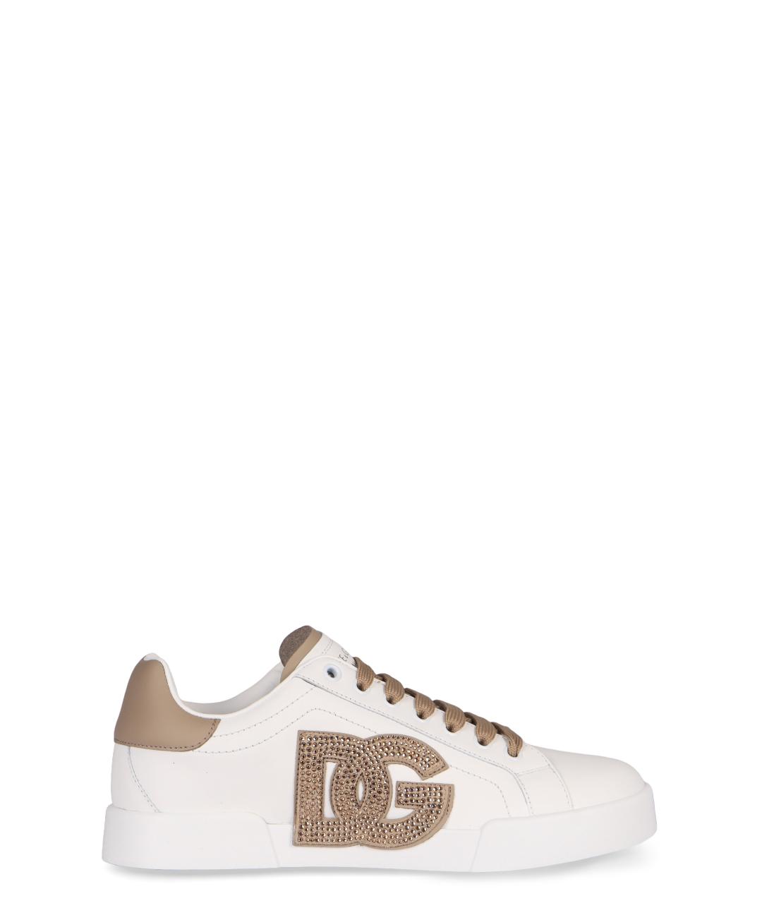 DOLCE&GABBANA Белые кожаные кроссовки, фото 1