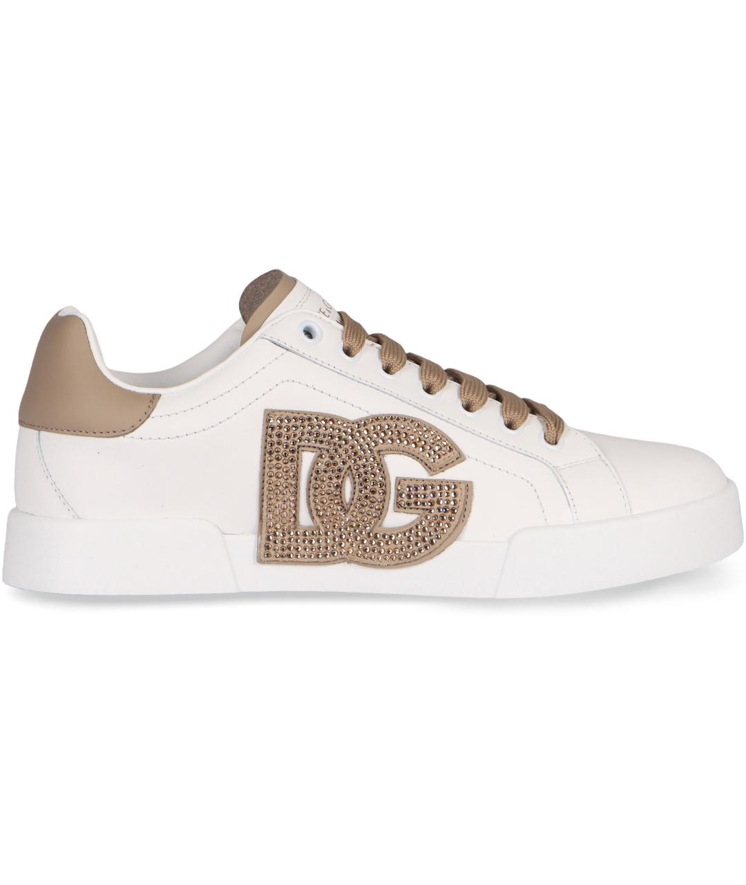 DOLCE&GABBANA Белые кожаные кроссовки, фото 2