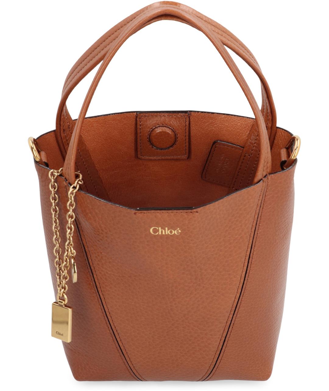 CHLOE Коричневая кожаная сумка тоут, фото 7