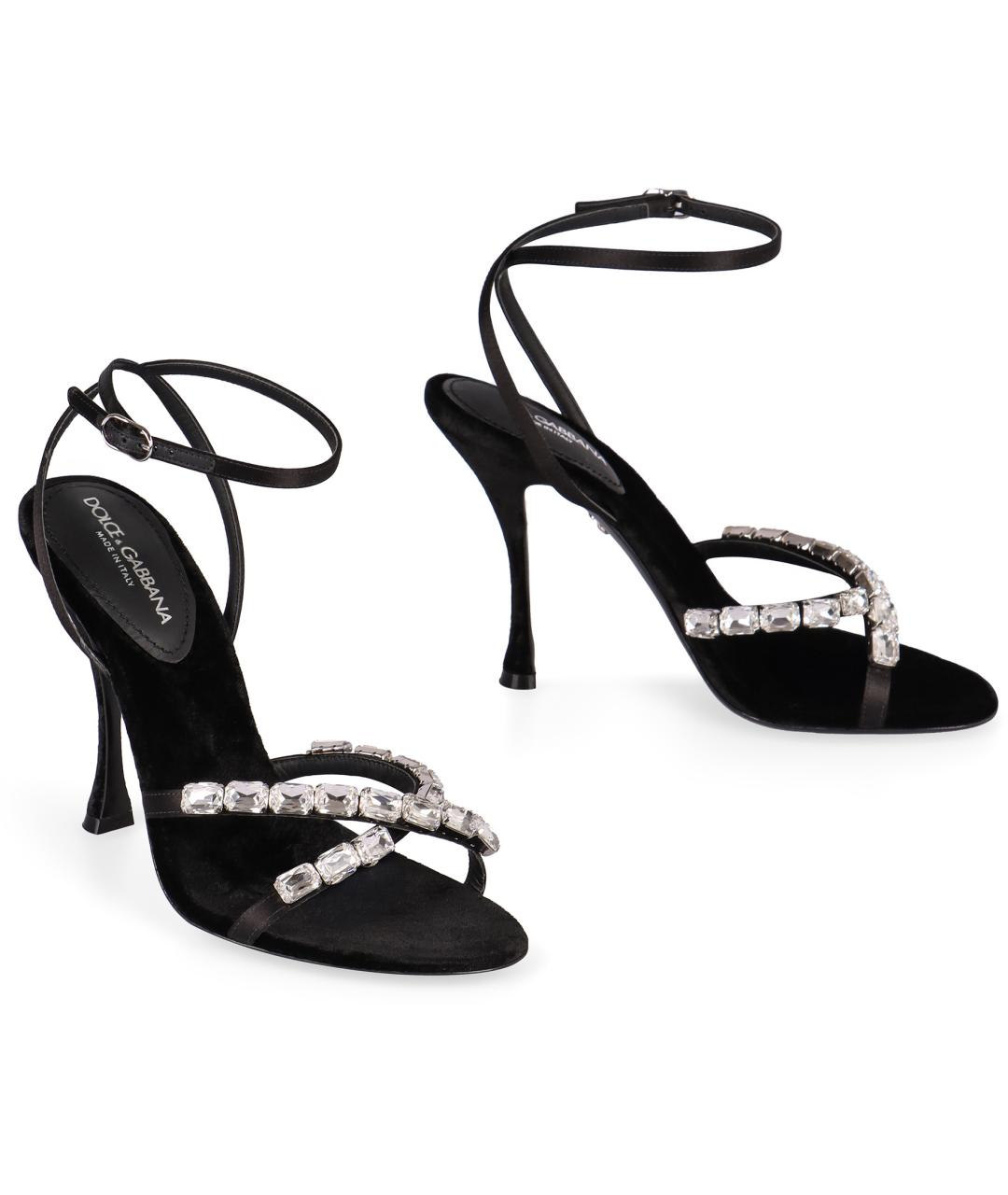DOLCE&GABBANA Черные кожаные босоножки, фото 3