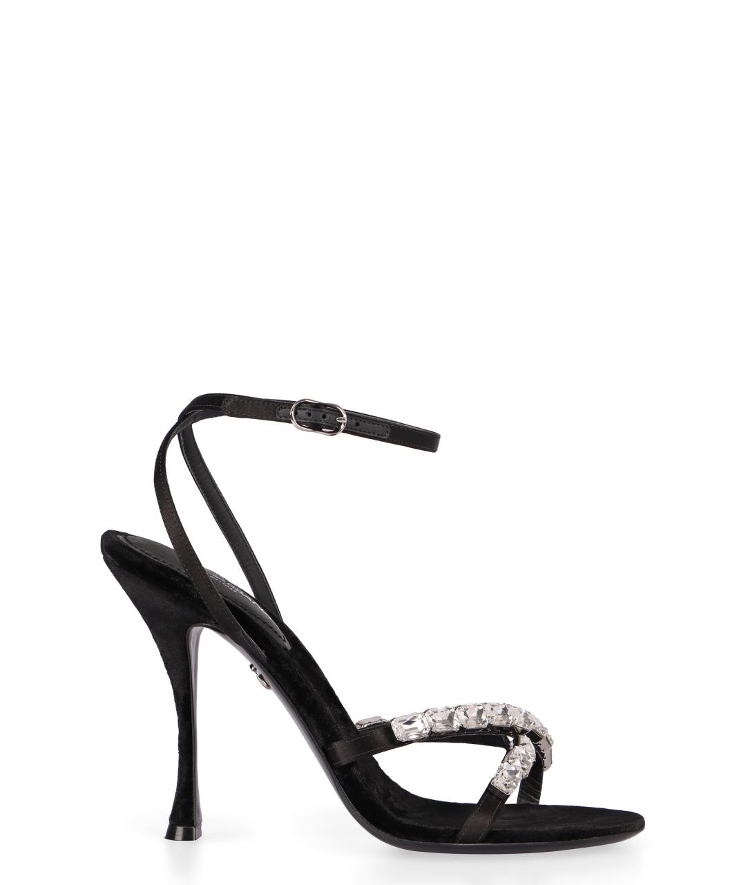 DOLCE&GABBANA Черные кожаные босоножки, фото 1