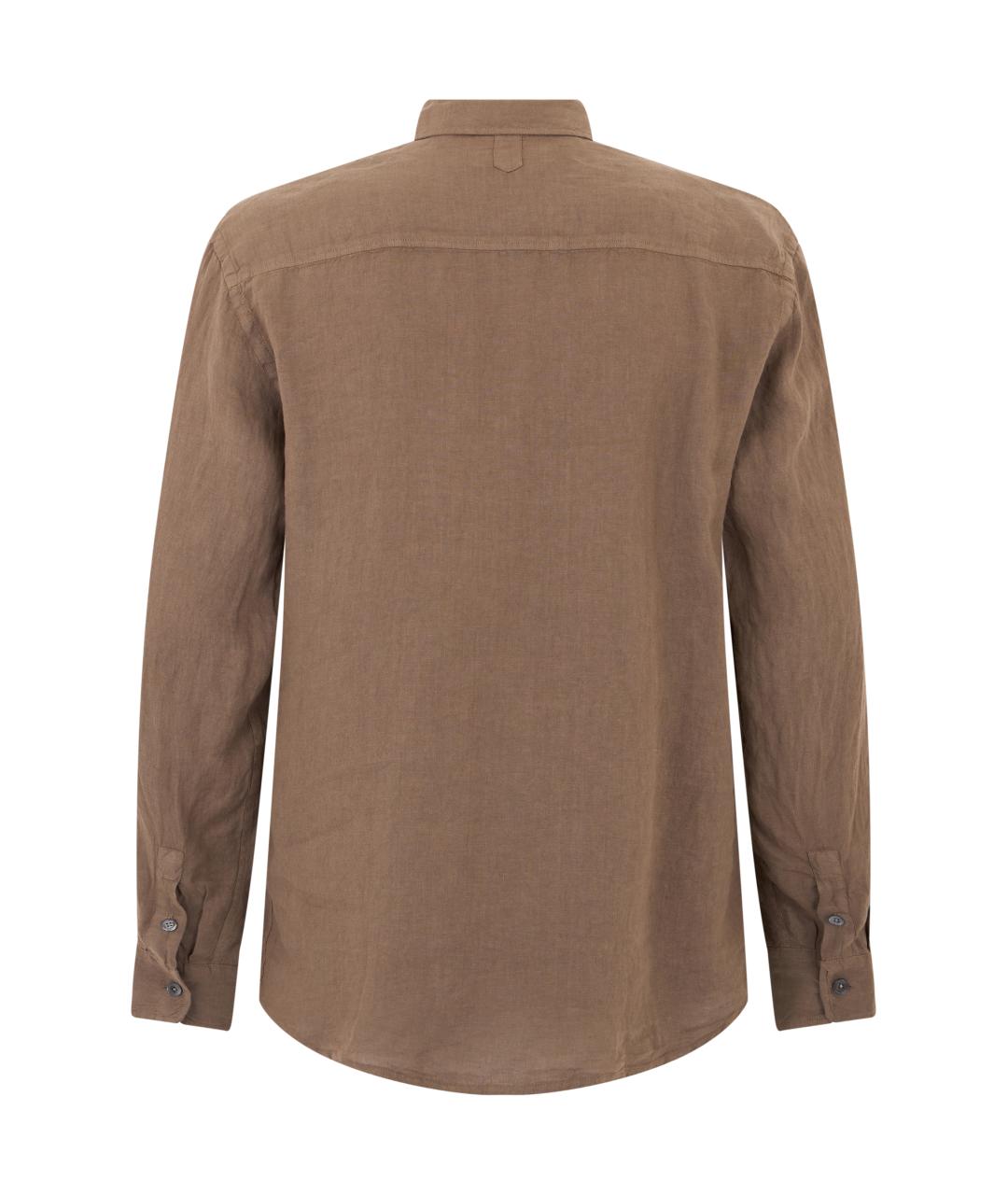CANALI Коричневая льняная кэжуал рубашка, фото 2