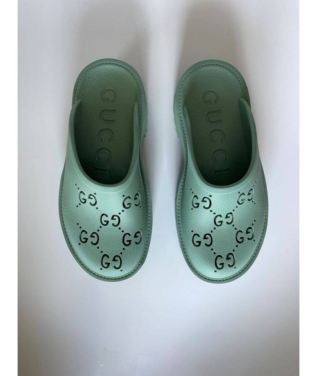 GUCCI Зеленые резиновые сабо, фото 3