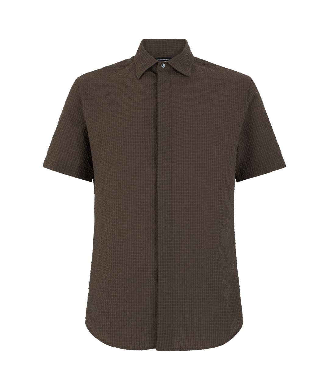 EMPORIO ARMANI Коричневая хлопко-полиэстеровая кэжуал рубашка, фото 1