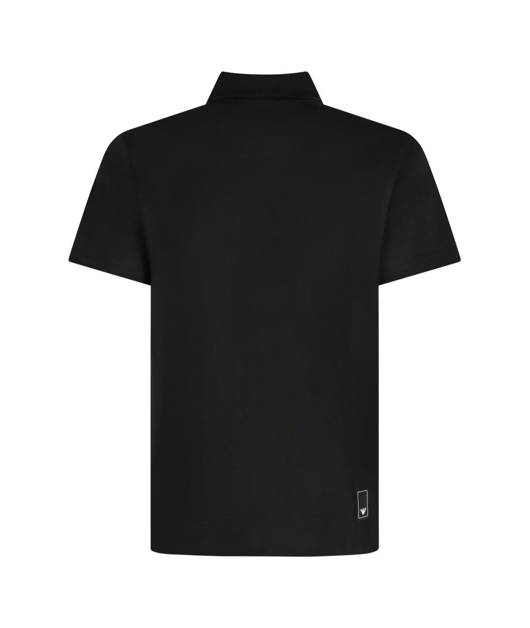 EMPORIO ARMANI Темно-синее хлопковое поло с коротким рукавом, фото 2