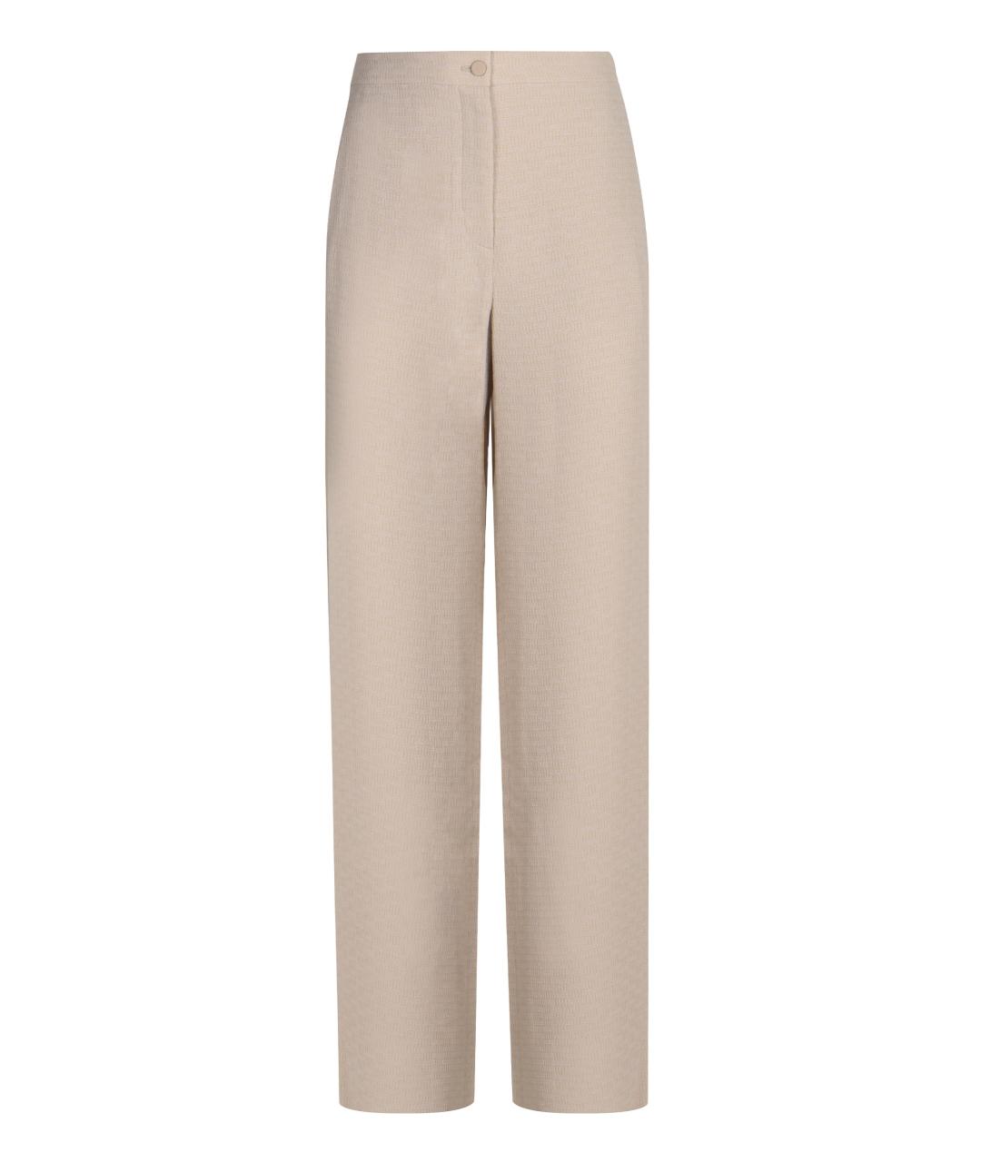 EMPORIO ARMANI Бежевые шерстяные прямые брюки, фото 1