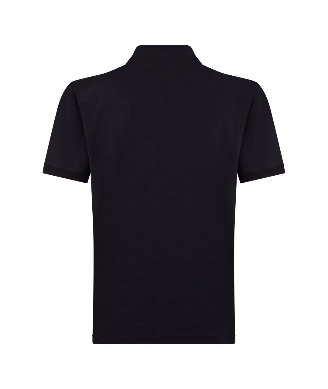 EMPORIO ARMANI Синее хлопковое поло с коротким рукавом, фото 2