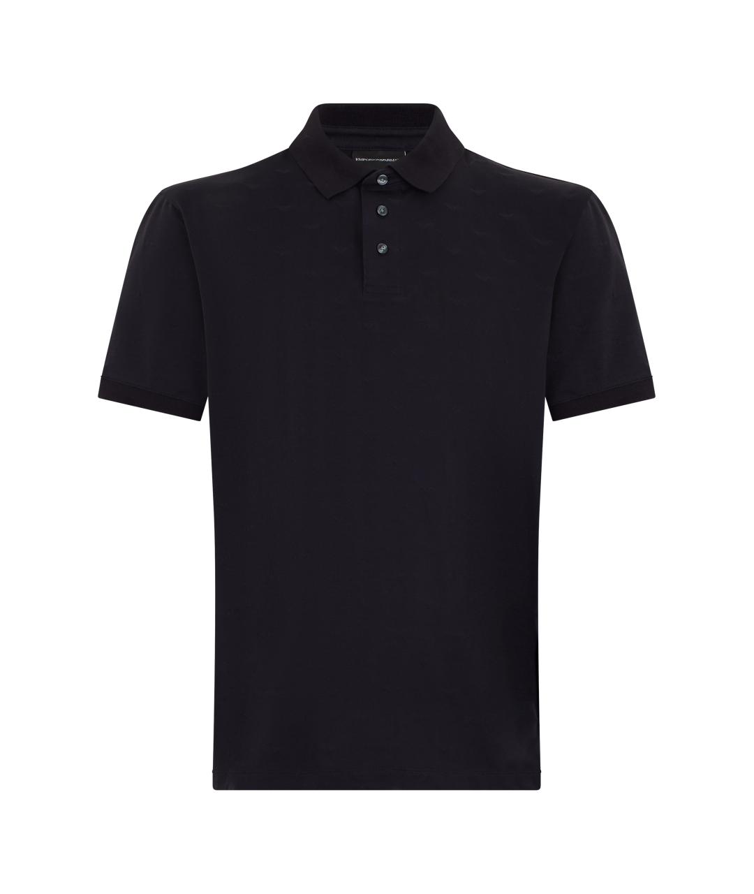 EMPORIO ARMANI Синее хлопковое поло с коротким рукавом, фото 1