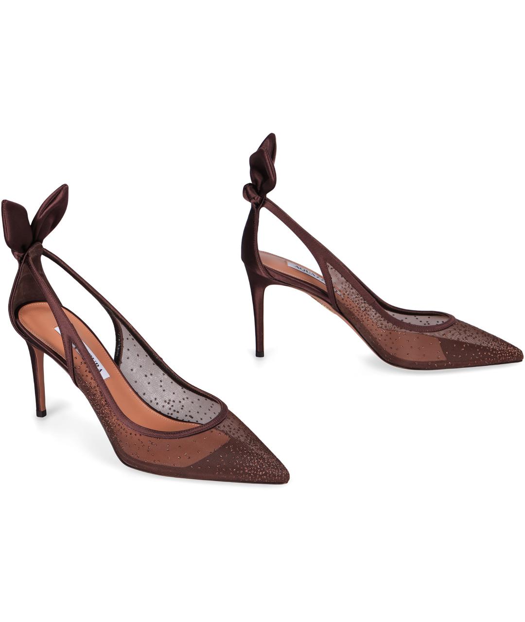 AQUAZZURA Коричневые синтетические туфли, фото 3