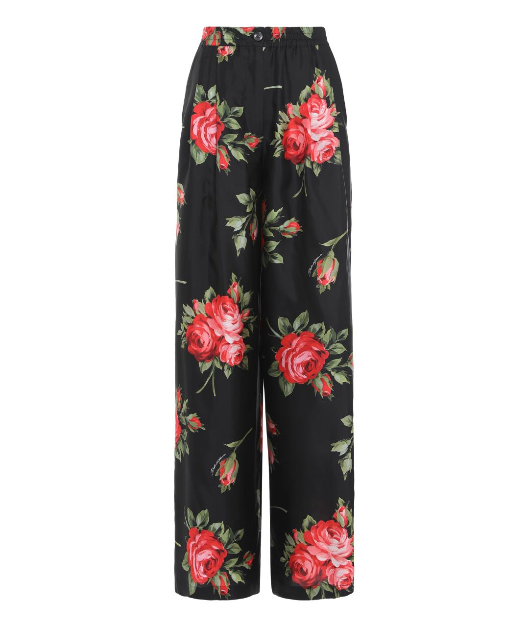 DOLCE&GABBANA Черные шелковые прямые брюки, фото 1