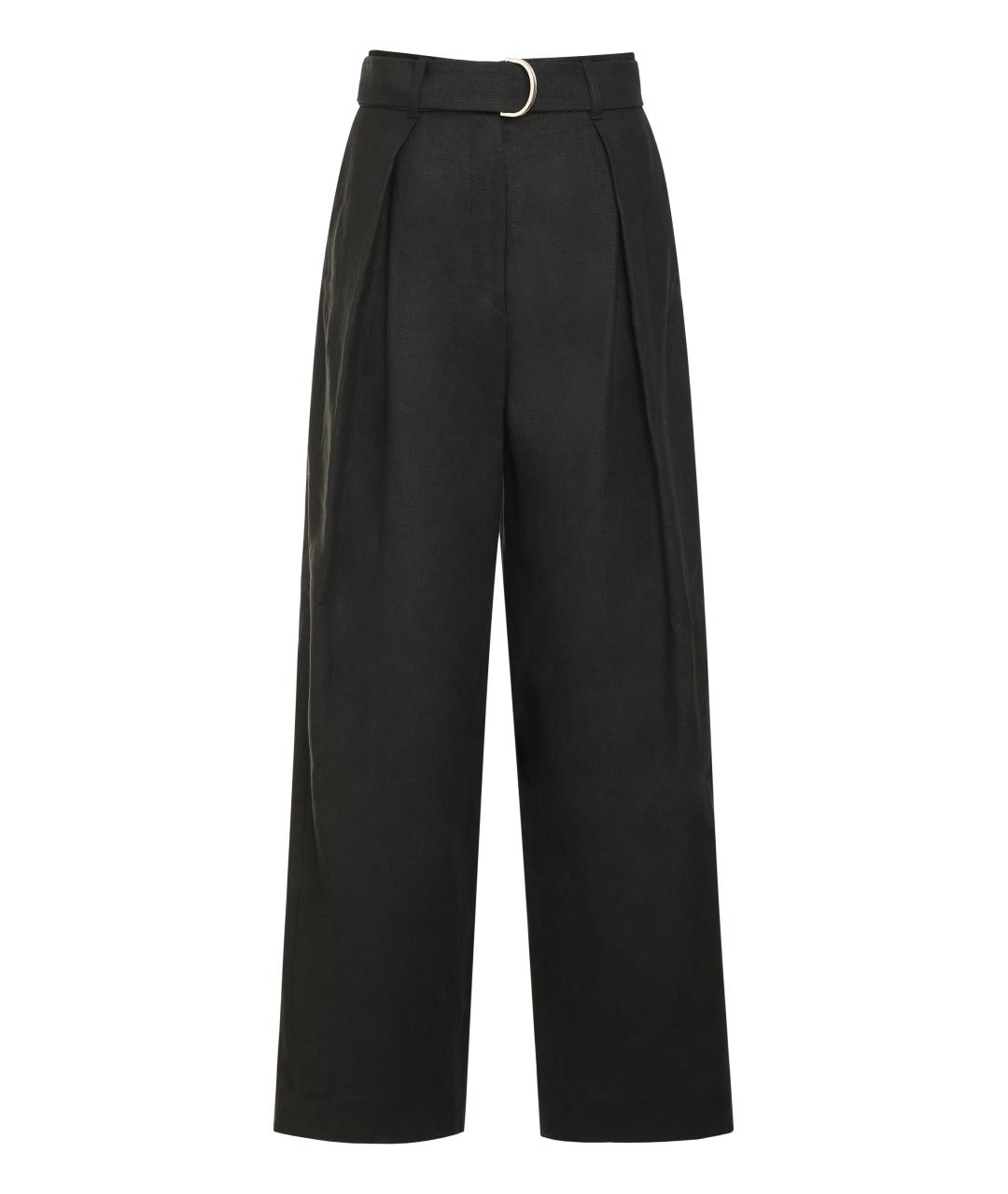 'S MAX MARA Черные льняные прямые брюки, фото 1