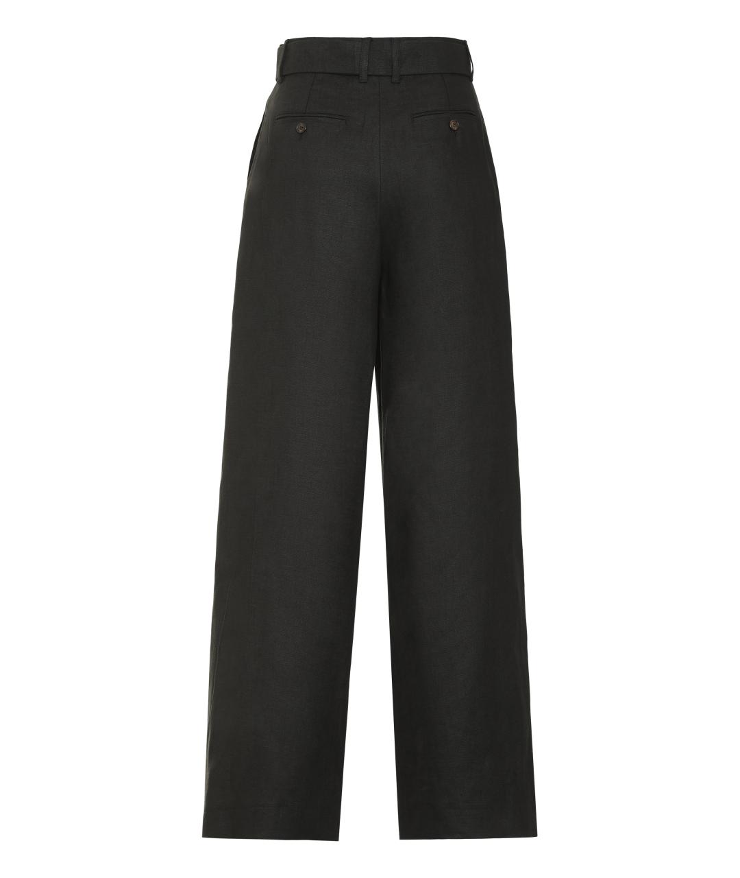 'S MAX MARA Черные льняные прямые брюки, фото 2