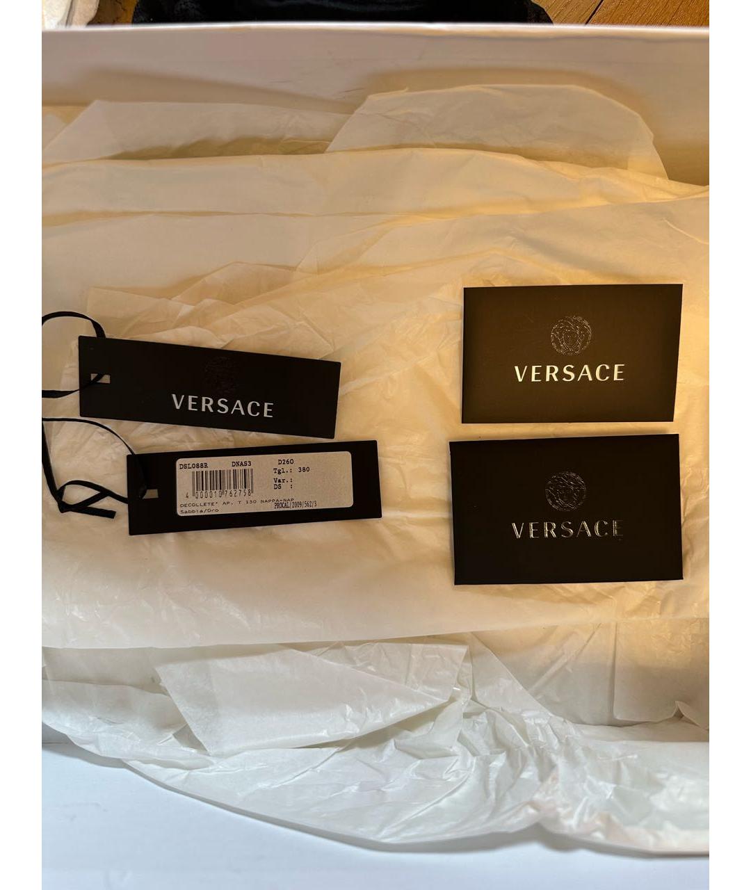 VERSACE Бежевые кожаные туфли, фото 8