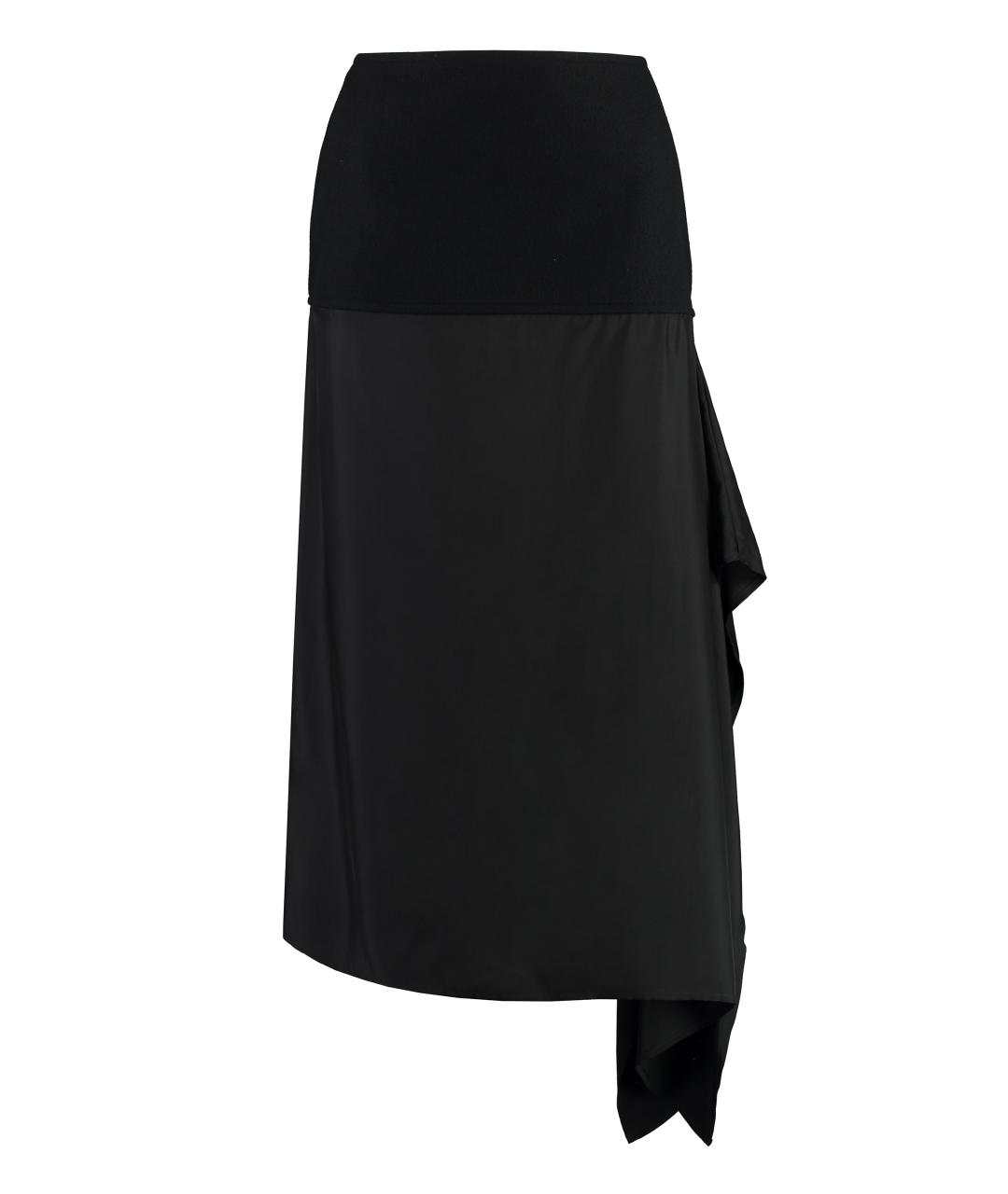 JIL SANDER Черная шерстяная юбка миди, фото 1