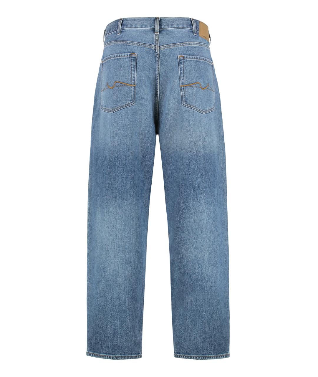 7 FOR ALL MANKIND Синие хлопковые прямые джинсы, фото 2